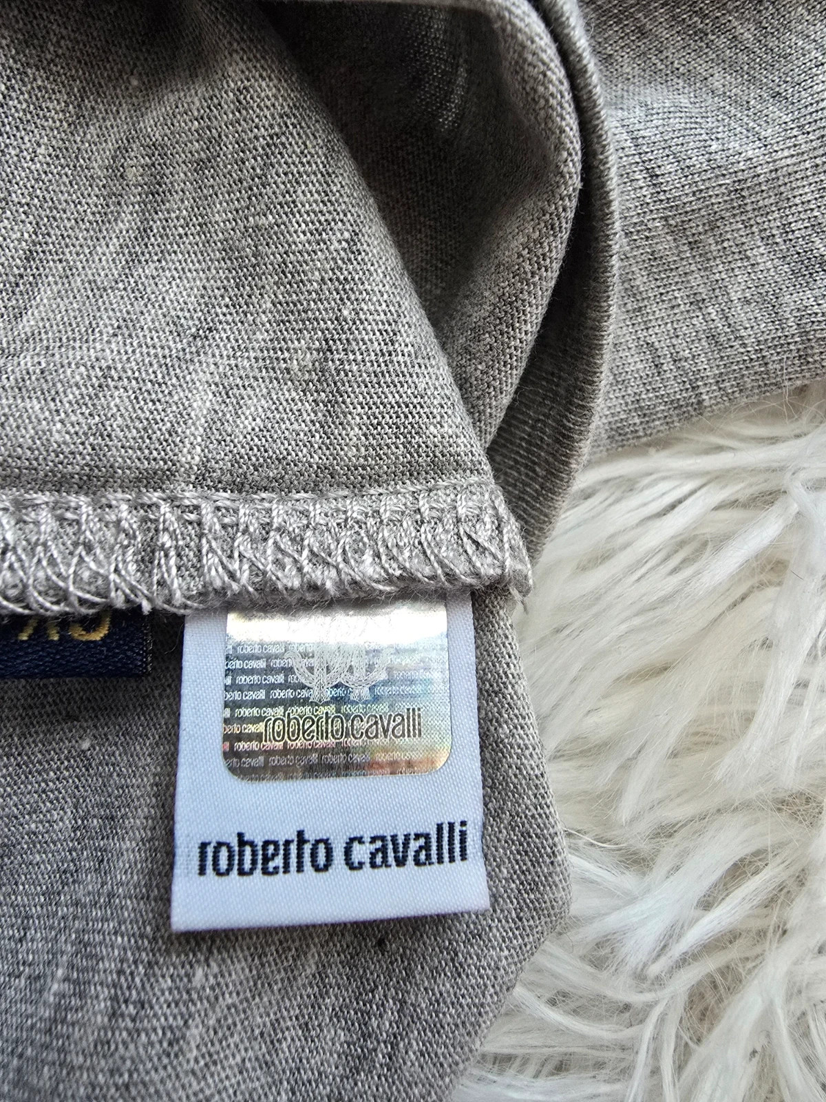 Eredeti luxus márkájú Roberto Cavalli Class szürke pamut Póló XS méretű új sosem viselt 4