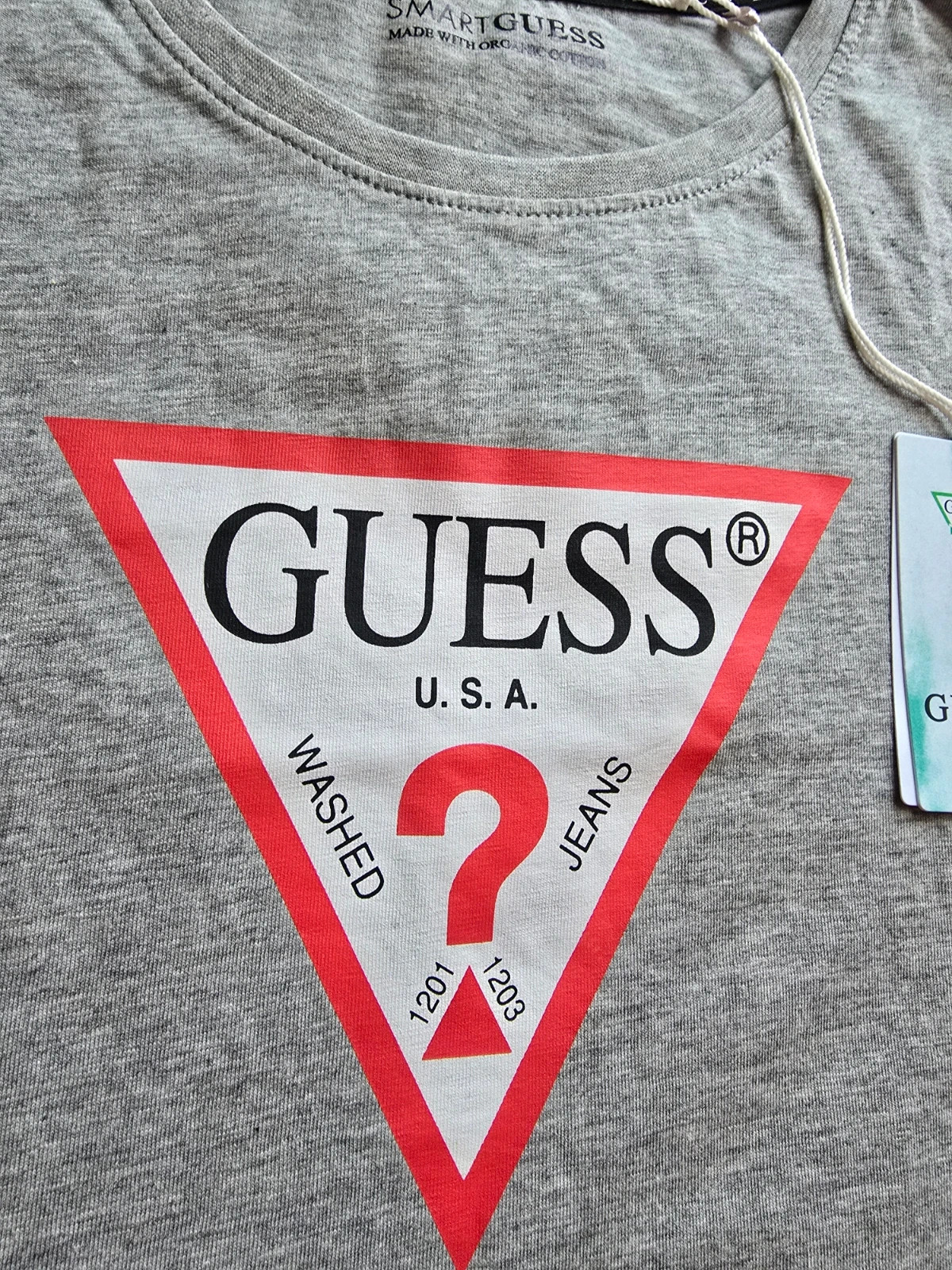 Eredeti Guess logós szürke női póló (Új, Címkés) XS méret 4