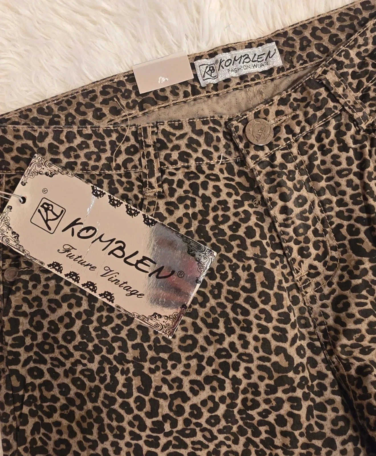 ÚJ Komblen leopárdmintás női hosszú nadrág 29/M méret 2
