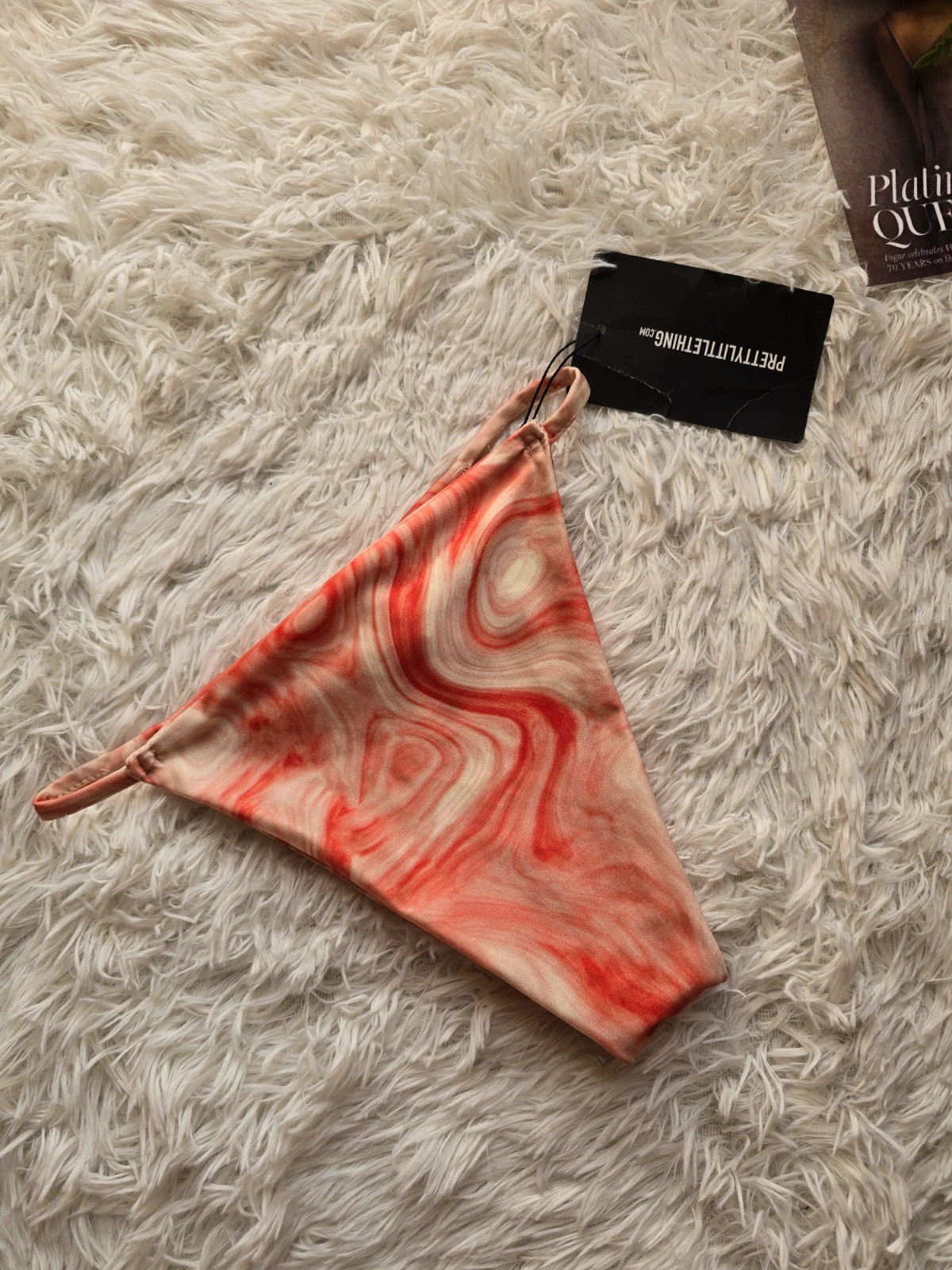 ÚJ PrettyLittleThing márványmintás / tie-dye bikinialsó S méret 4