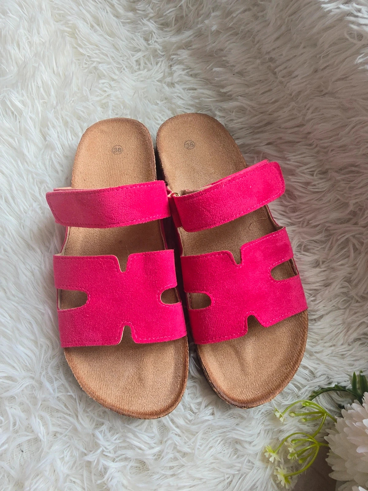 ÚJ! Fluffy Élénk fukszia pink, tépőzáras platformos papucs (38-as méret) 2