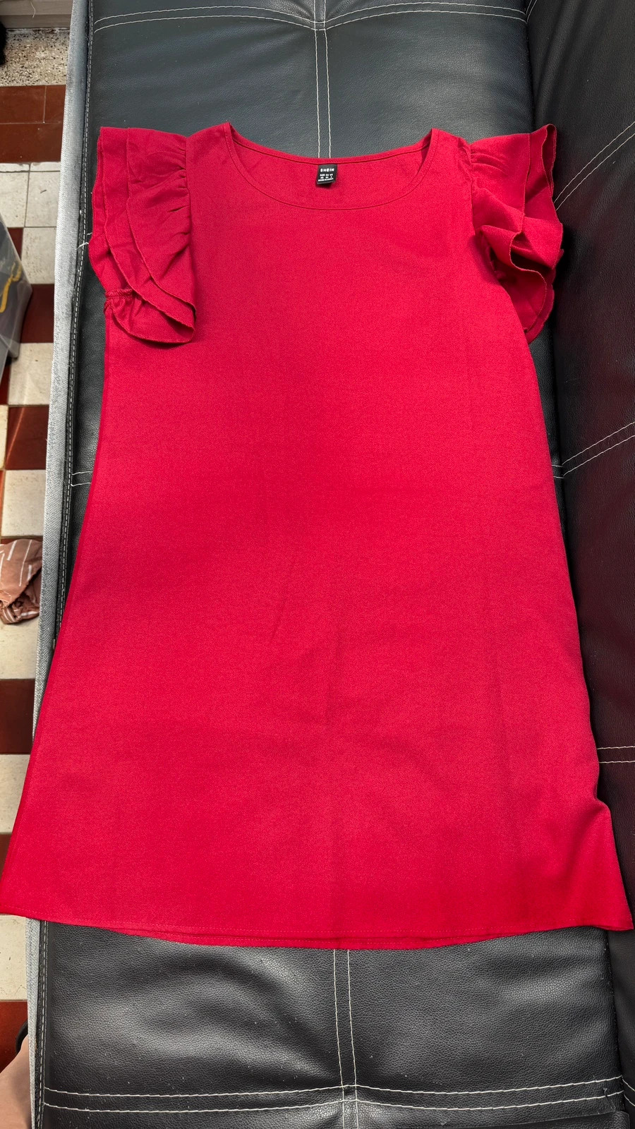 Burgundi vörös fodros ujjú Shein ruha XS 3