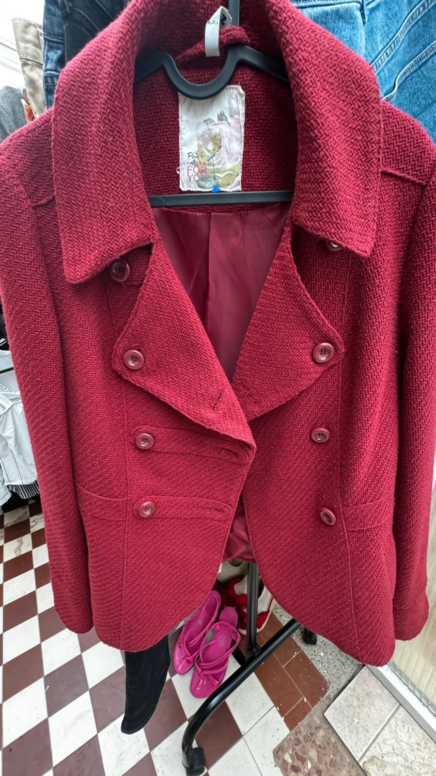 Burgundi vöröscsinos kabát 2