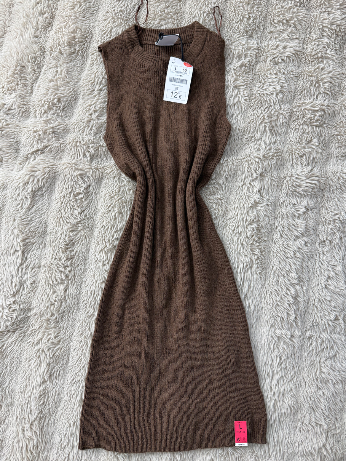 Vestido corto de lana marrón