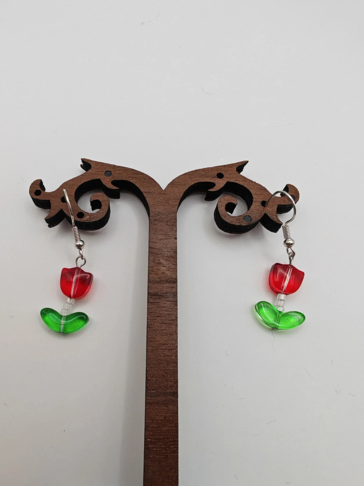 Tulipán fülbevaló piros 2