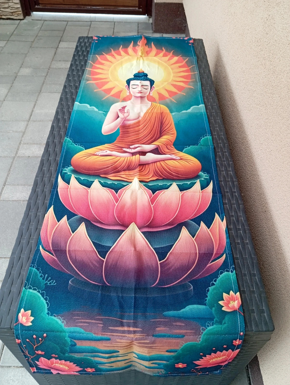 Színes Buddha asztal közép terítő 140x40cm. 1