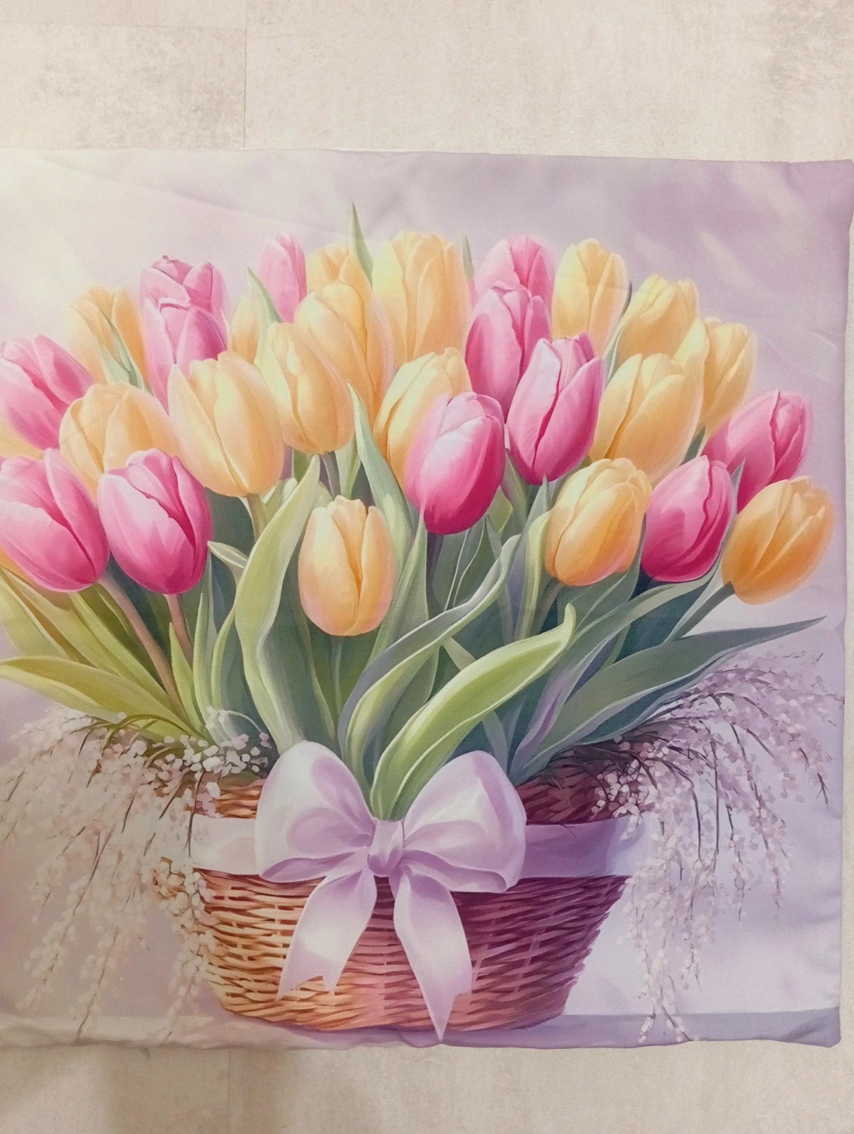 Pasztell tulipán kosarak párna huzat 4 darabos 4