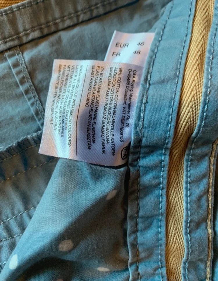 Yessica (C&A) kék pamut rövidnadrág / felhajtott szárú short (46 / XL-XXL) 4