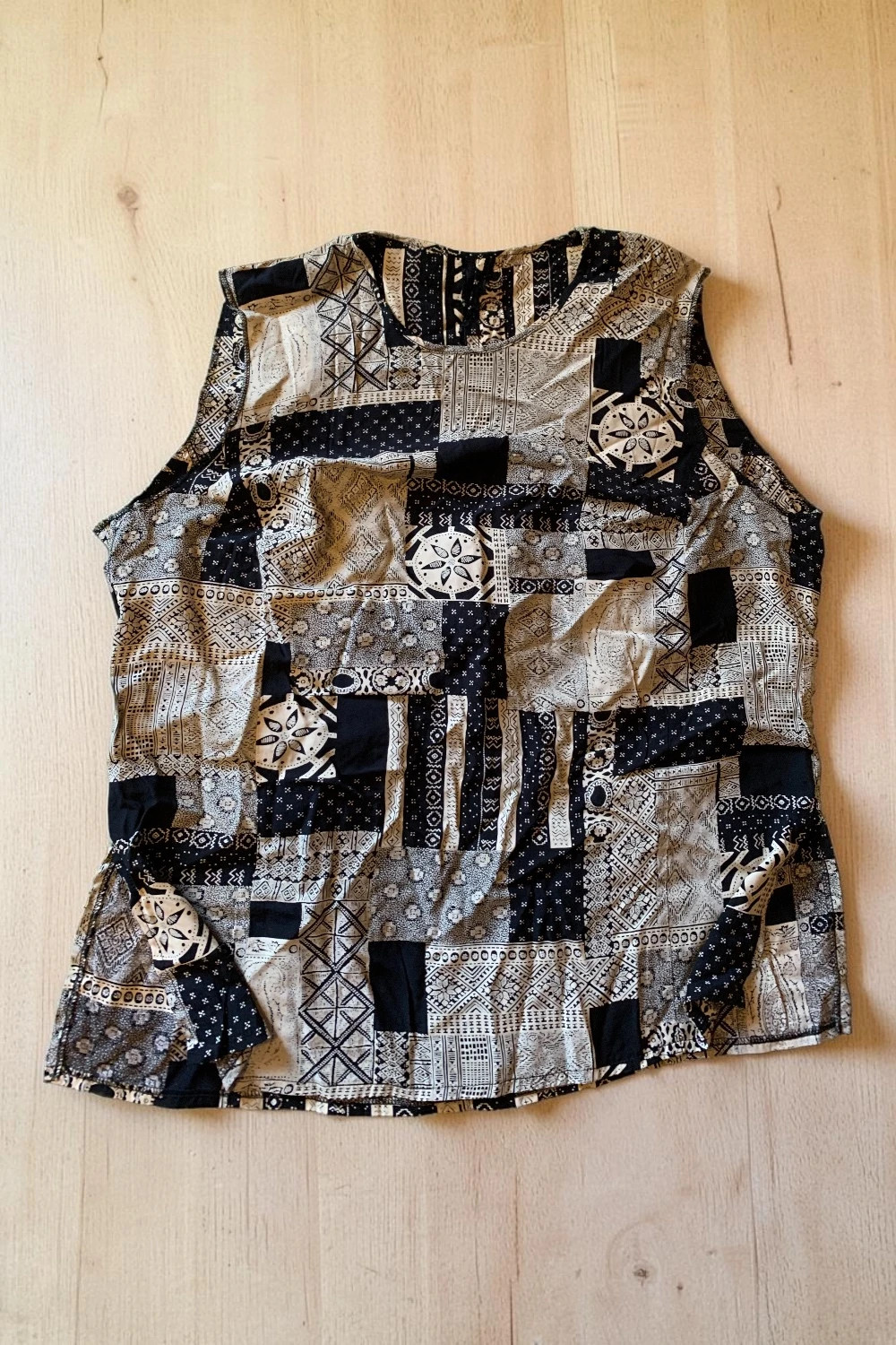 Egyedi patchwork mintás ujjatlan felső / blúz (~XL-XXL 2