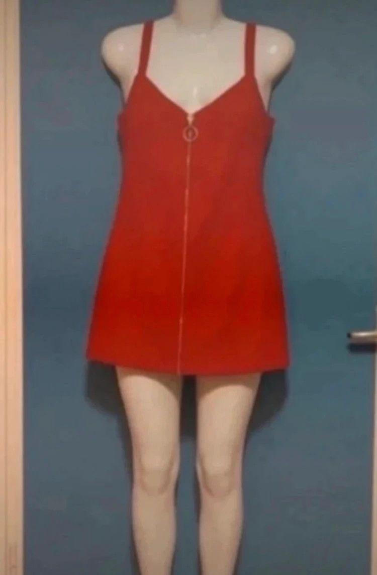 Topshop piros kordbársony ruha EU 38 XS-S Hibátlan! 2