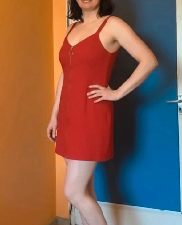 Topshop piros kordbársony ruha EU 38 XS-S Hibátlan! 4
