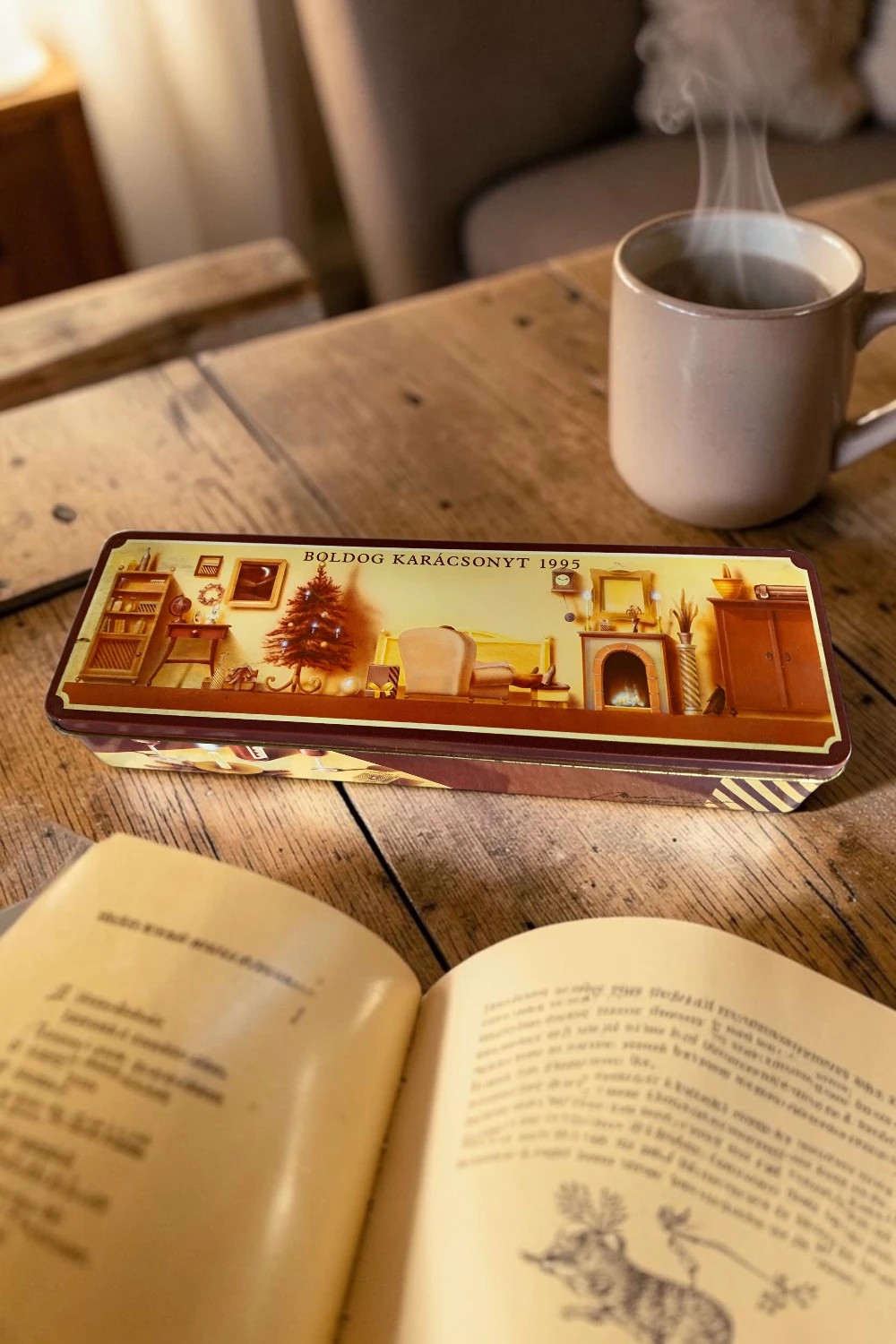 Retro Sopianae (Szofi) karácsonyi cigarettás fémdoboz (1995) 1