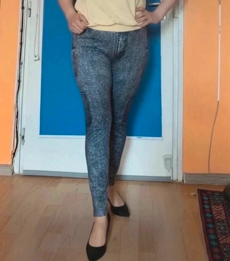🖤 Vadonatúj szürke-fekete farmer hatású leggings / jeggings – XL 1