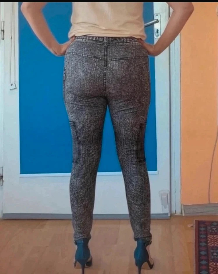 🖤 Vadonatúj szürke-fekete farmer hatású leggings / jeggings – XL 4