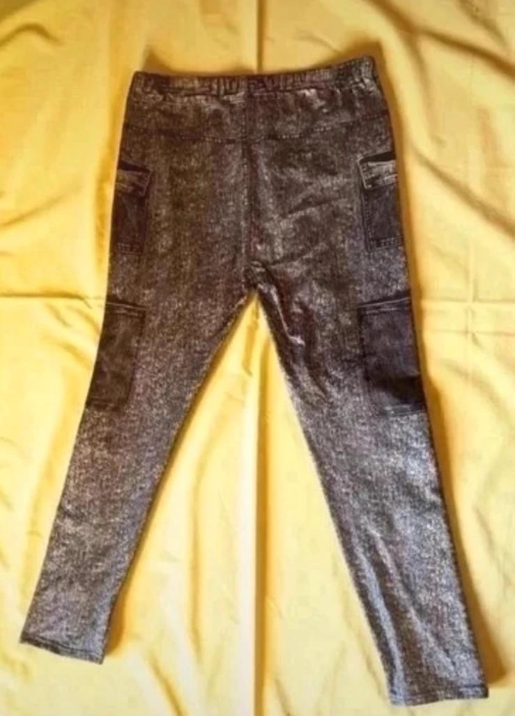 🖤 Vadonatúj szürke-fekete farmer hatású leggings / jeggings – XL 3