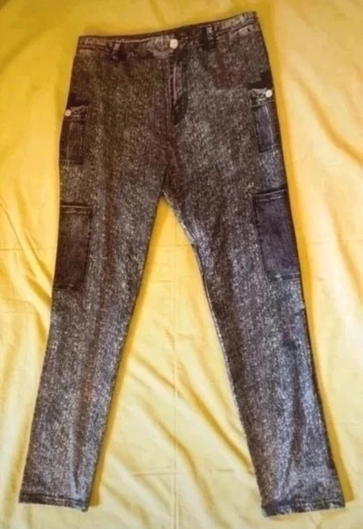 🖤 Vadonatúj szürke-fekete farmer hatású leggings / jeggings – XL 2