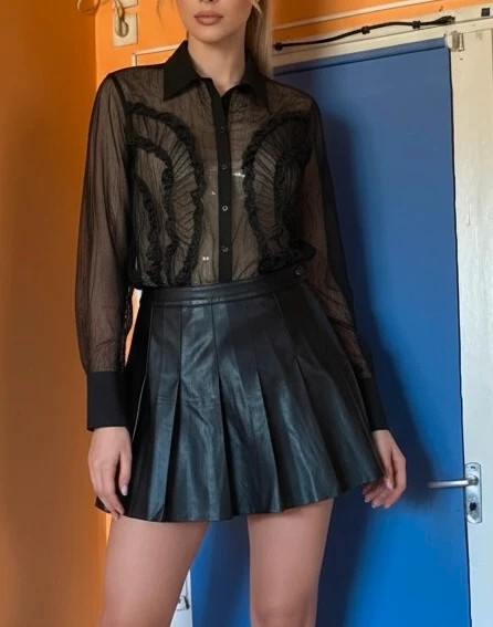 🖤 Wonder Paris fodros, áttetsző fekete ingblúz – XXL (Valóságban inkább L / XL) 1