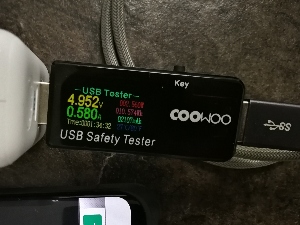 Test it as a portable charger via USB-A (Samsung)