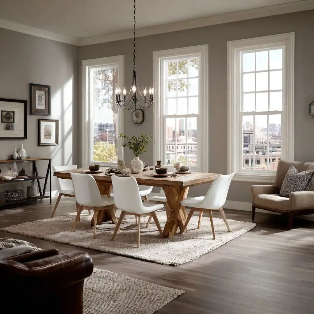 Double-hung window in modern home