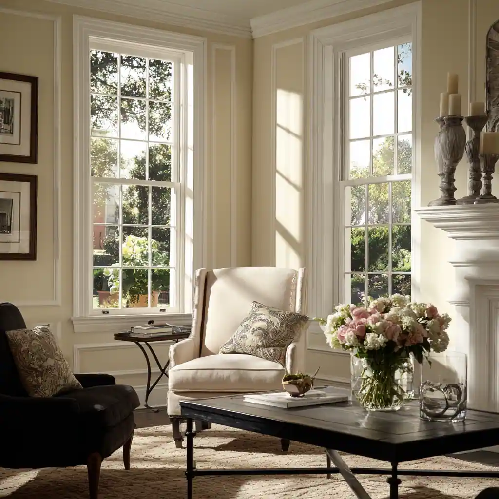 Double-hung window in modern home