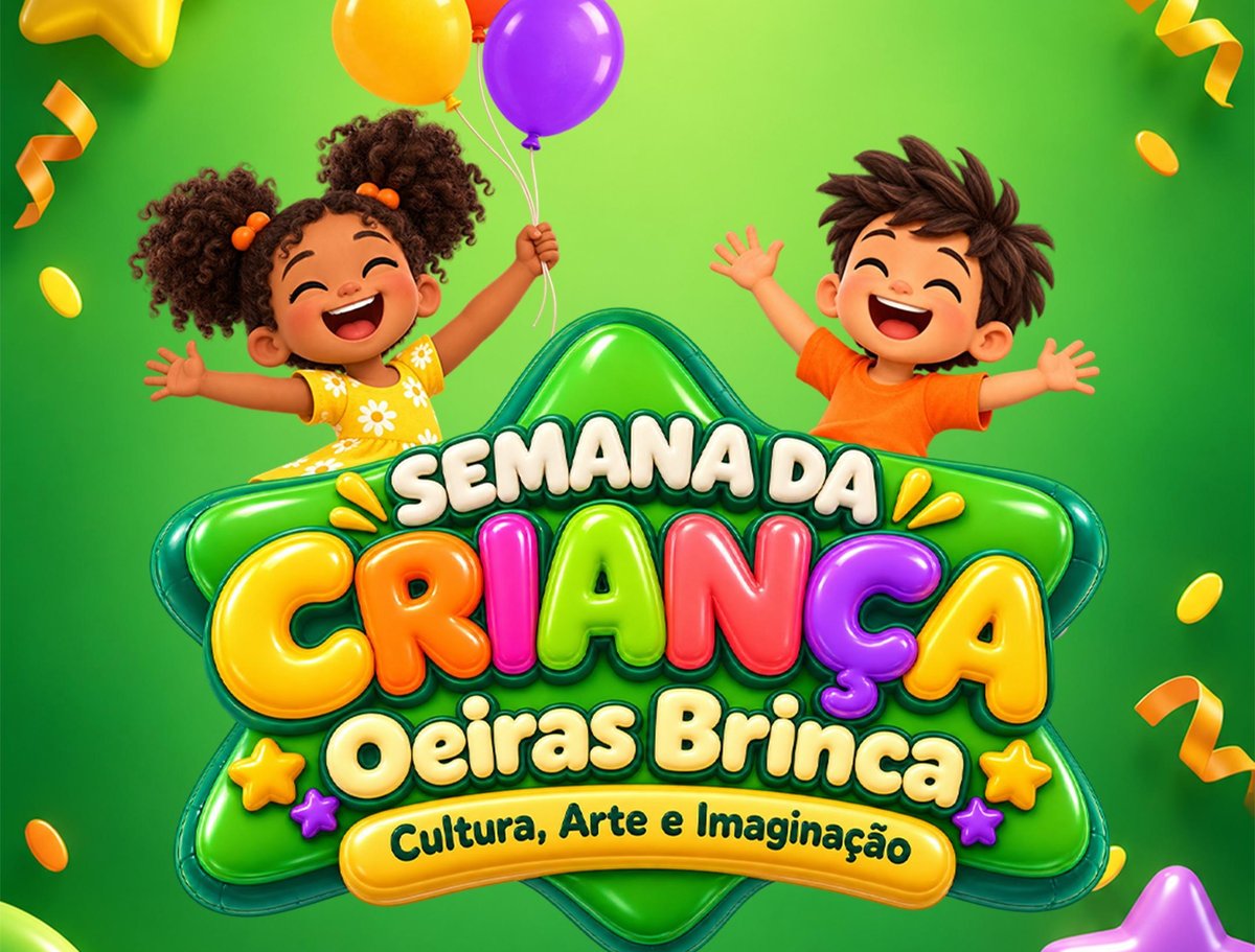 Prefeitura de Oeiras realizará Semana da Criança com cinema, circo e brincadeiras de 11 a 16 de outubro