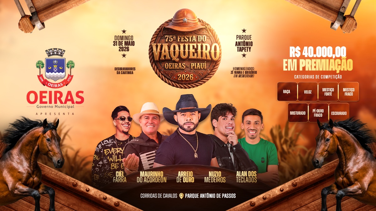 Prefeitura lança programação da 75ª Festa do Vaqueiro de Oeiras