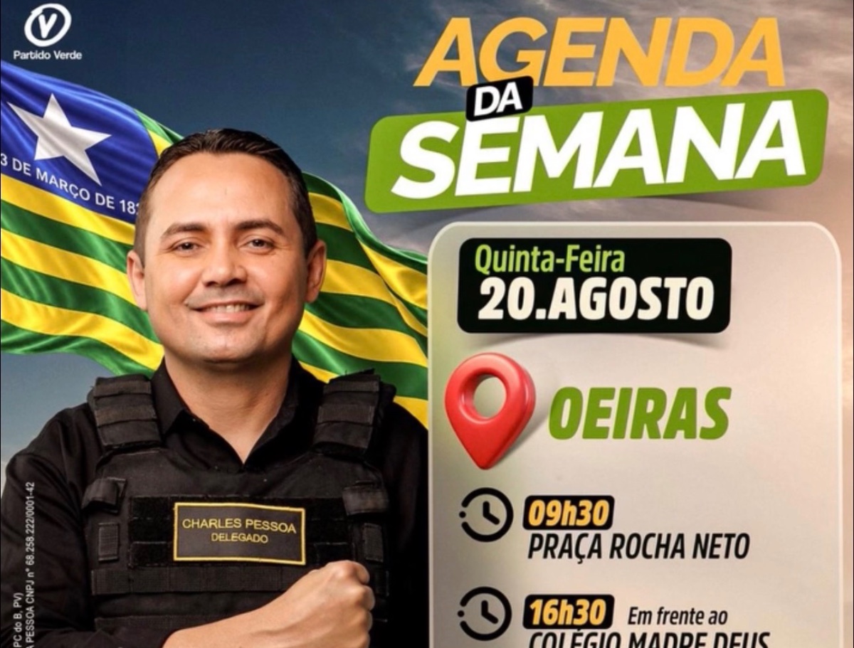 Delegado Charles cumpre agenda de campanha em Oeiras nesta quinta-feira (20)