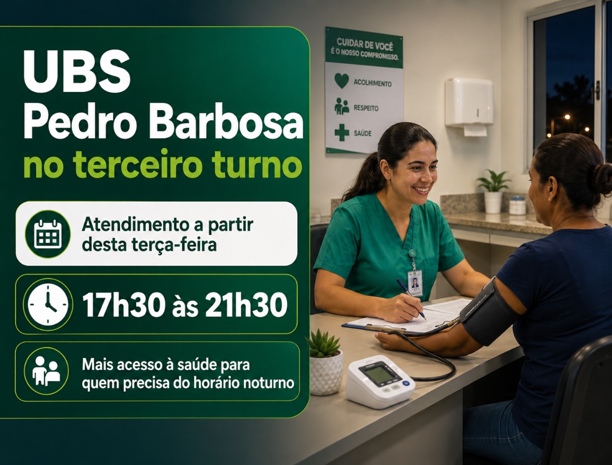 UBS Pedro Barbosa passa a atender no terceiro turno a partir desta terça-feira