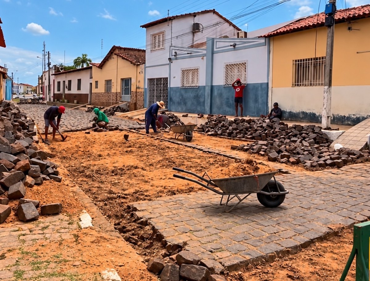 Recuperação do calçamento do Centro Histórico de Oeiras conclui o Beco do Fogo e avança pela Rua Benjamin Constant