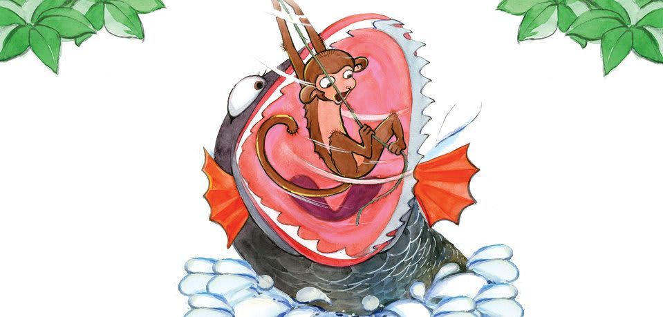 Image illustraton for the book:A Little Monkey and a Fish
