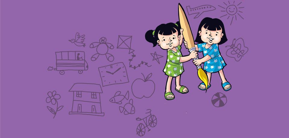 Image illustraton for the book:Chunu &amp; Munu: Draw