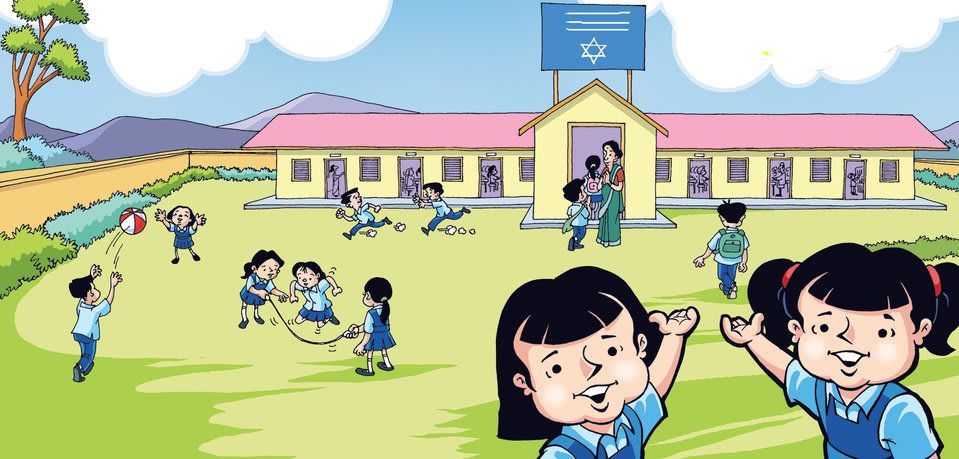 Image illustraton for the book:Chunu &amp; Munu: Our School