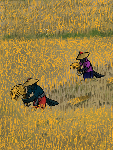 Image illustraton for the book:The Crow Family Grows Rice