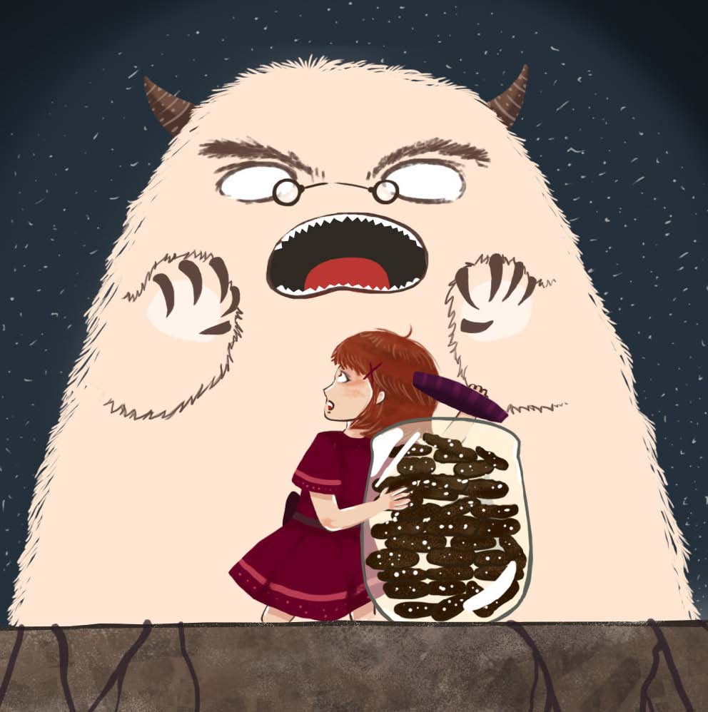 Image illustraton for the book:The Monster and the Missing Cookies