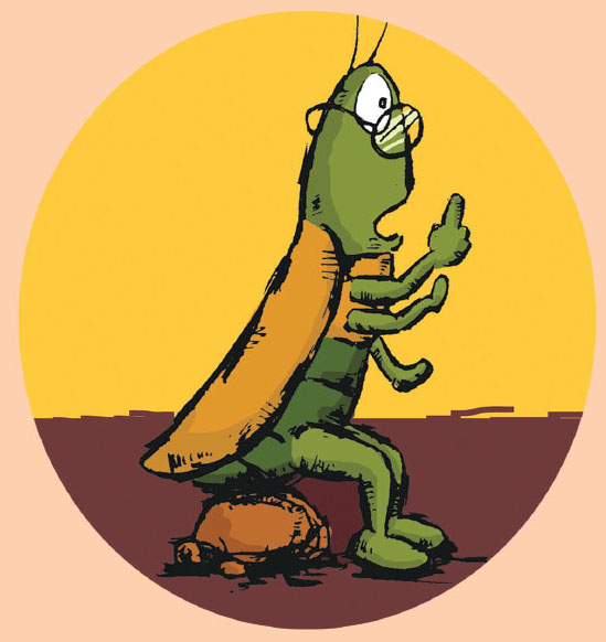 Image illustraton for the book:Grasshoppers' Attack on Elephant