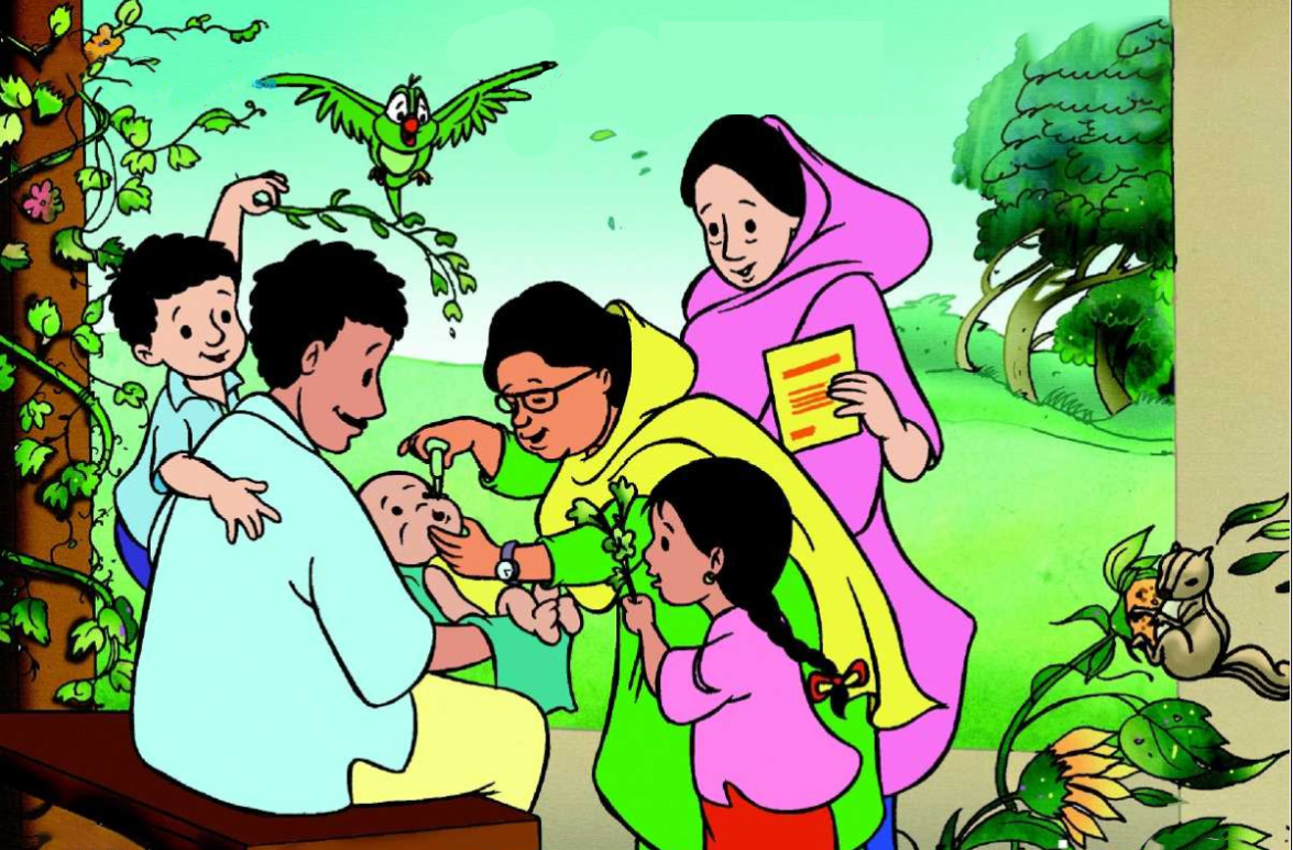 Image illustraton for the book:Baby Rani’s Four Visits