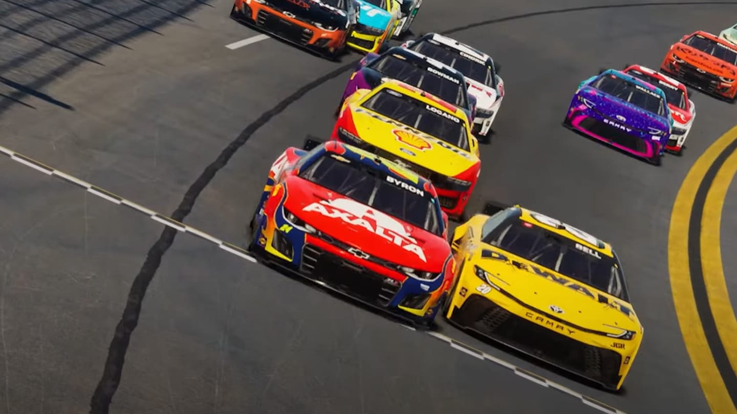 Voiture NASCAR officielle en piste dans le jeu video de course
