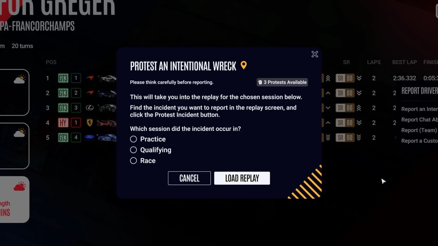 Nouveau système de protêt intégré au replay de Le Mans Ultimate