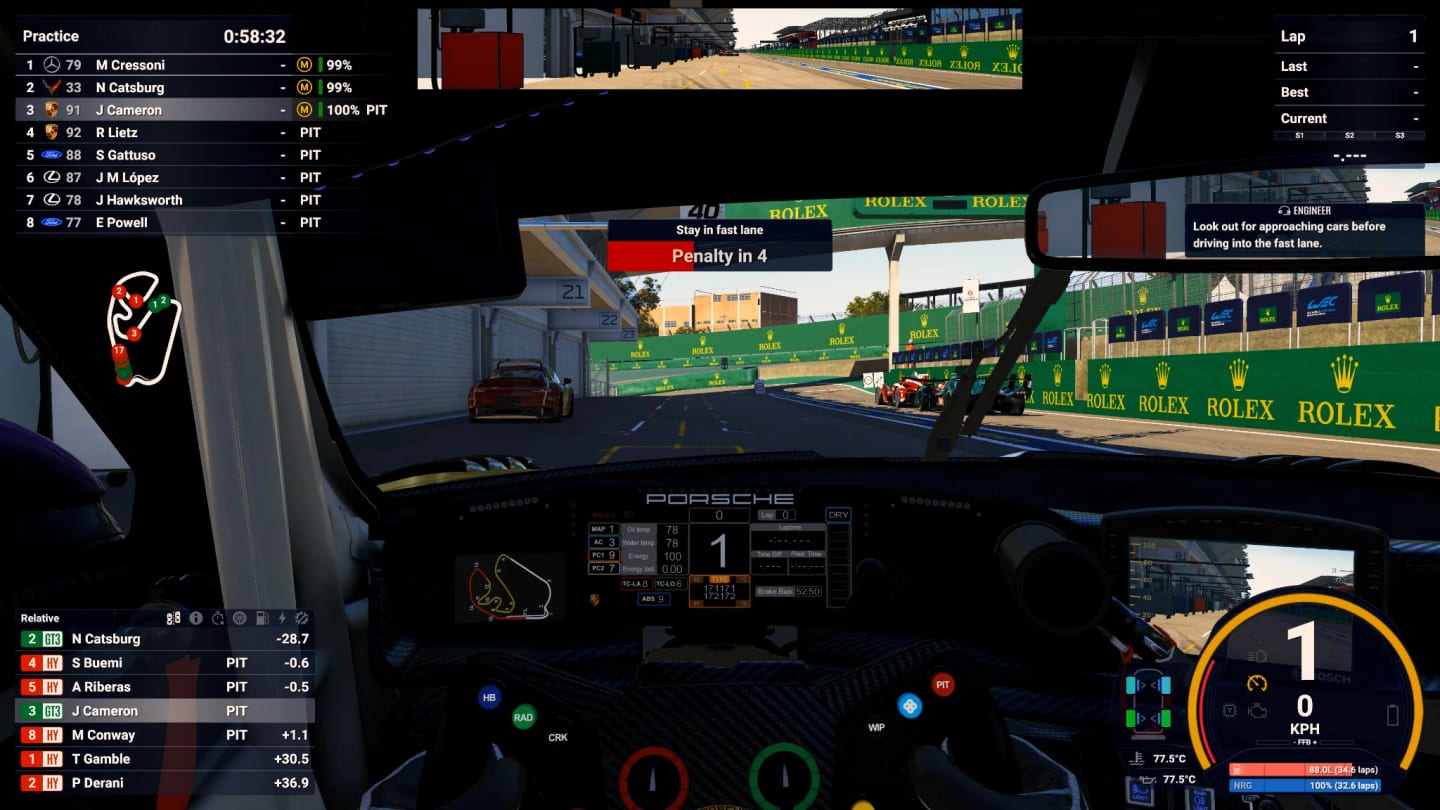 Voie rapide de la pit lane signalée dans Le Mans Ultimate