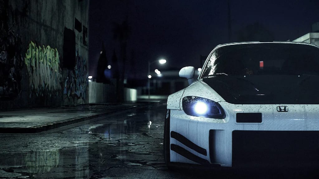 Poursuite nocturne dans un jeu de course arcade