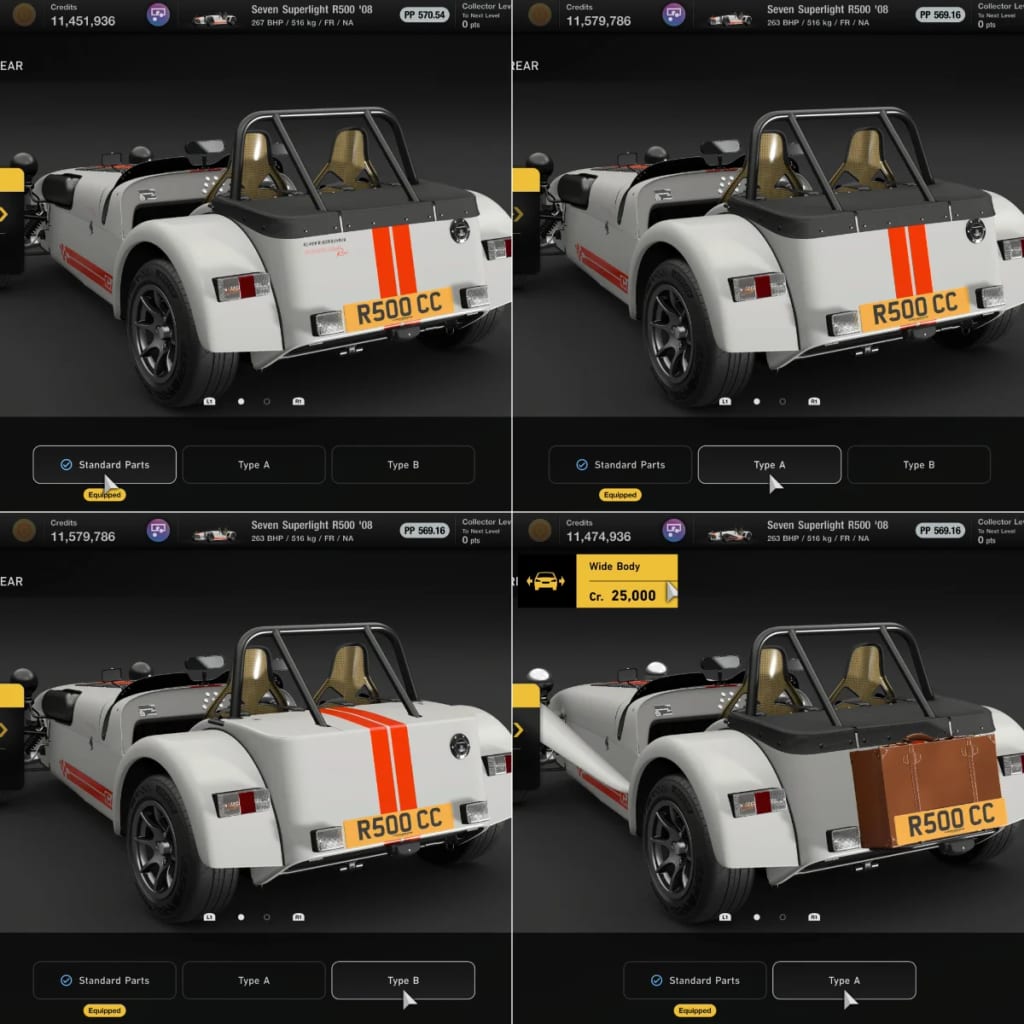 Options de personnalisation de la Caterham Seven dans Gran Turismo 7
