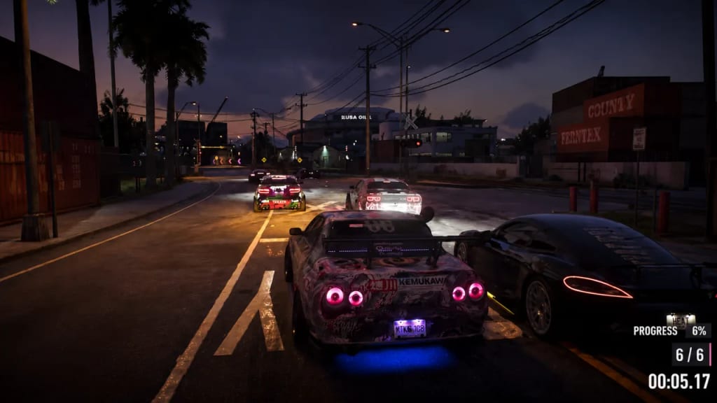Course de rue avec voitures tunées dans GTA VI