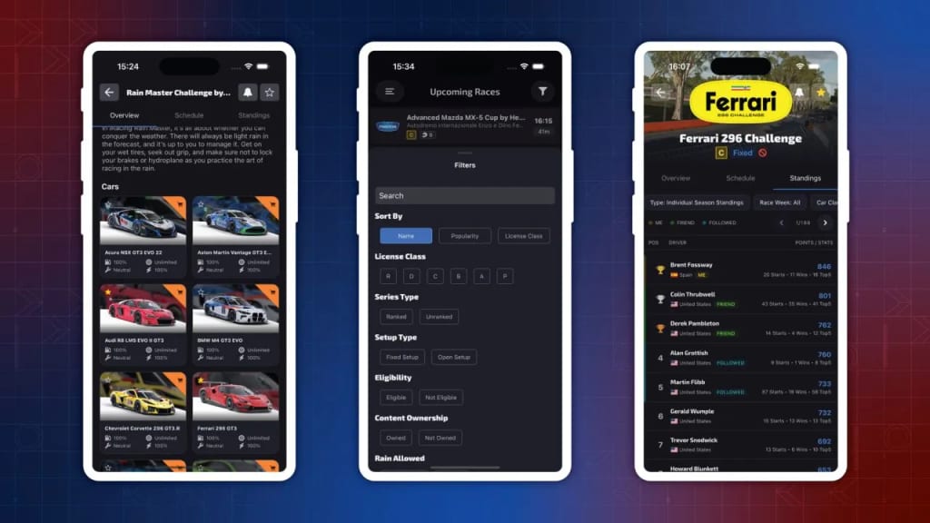 Écran de planification des courses dans la Companion App 3.0
