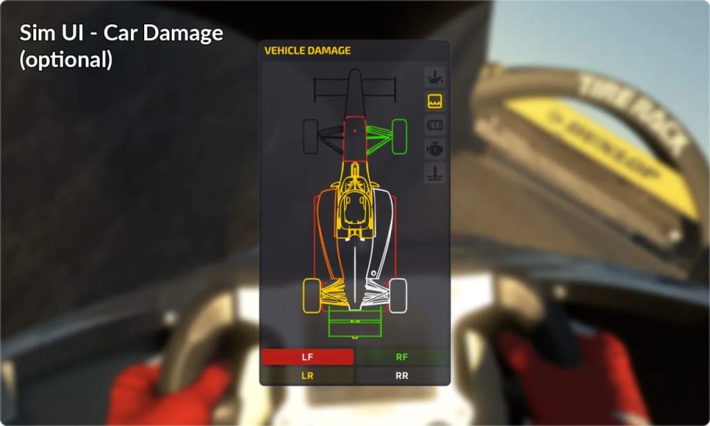 Widget de dégâts de la voiture dans iRacing
