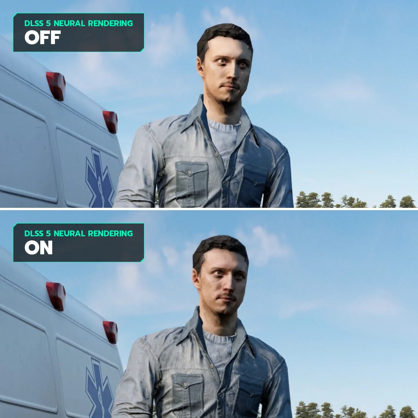 Comparaison DLSS 5 desactive et active dans Automobilista 2, premiere scene