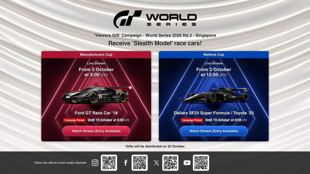 Recompenses de la campagne spectateurs du Gran Turismo World Series a Singapour