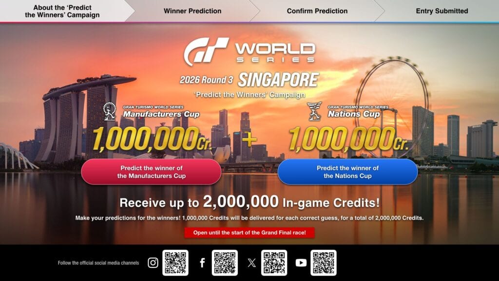 Campagne de pronostics du Gran Turismo World Series a Singapour