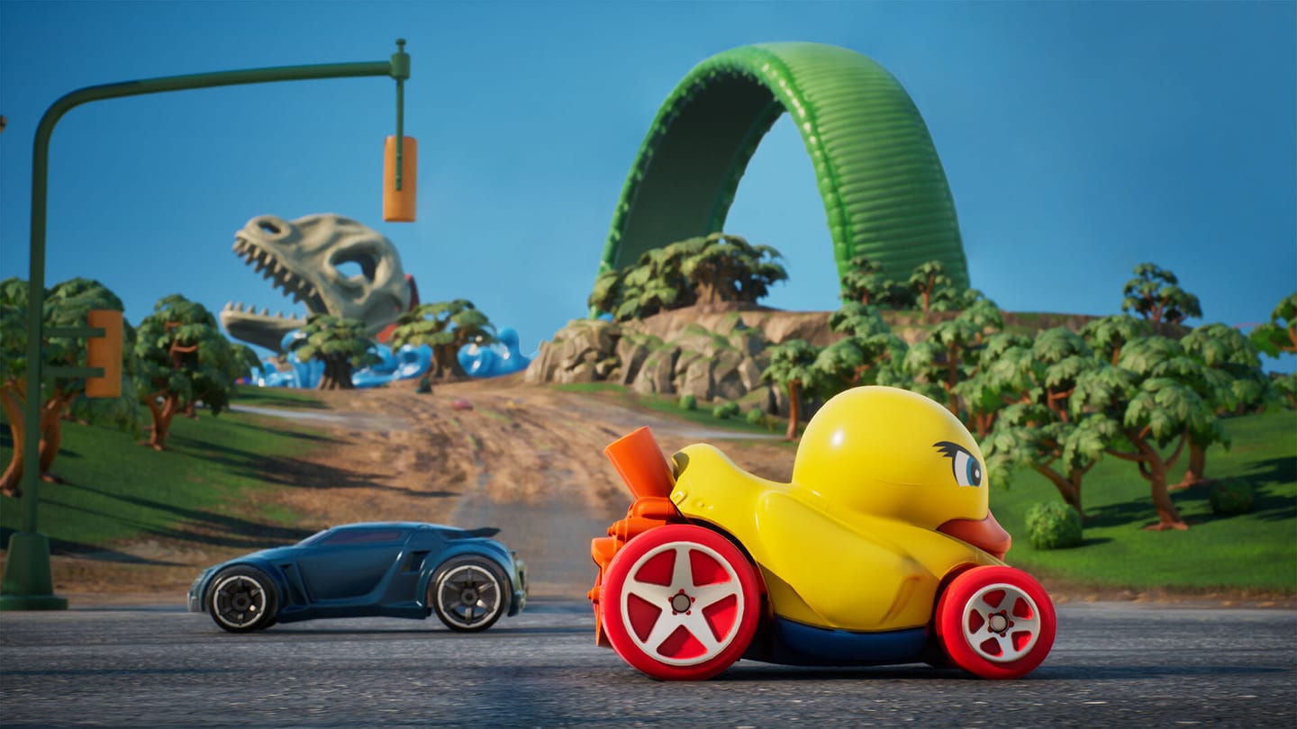 Hot Wheels Infinite Rush, piste orange en boucle au-dessus de la ville