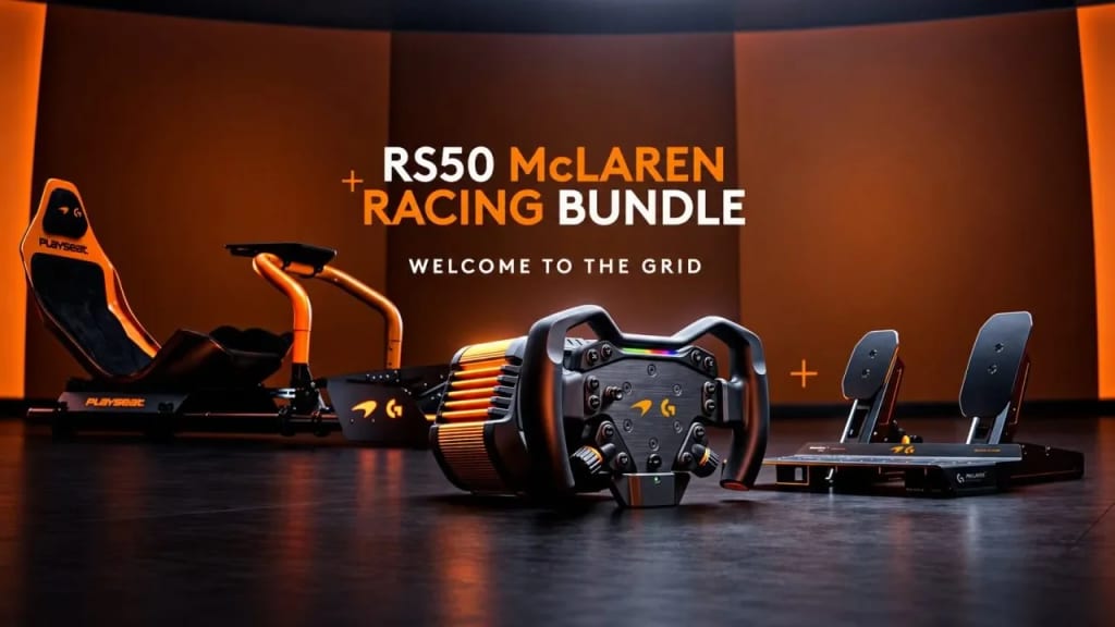 Vue d'ensemble du pack Logitech RS50 McLaren Racing Bundle