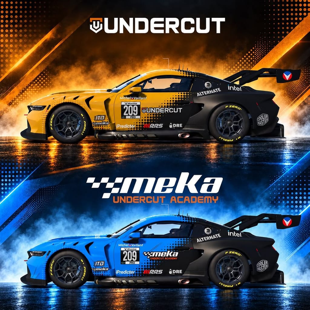 Les Ford Mustang GT3 de l'Undercut Racing Team et de la MEKA Undercut Academy